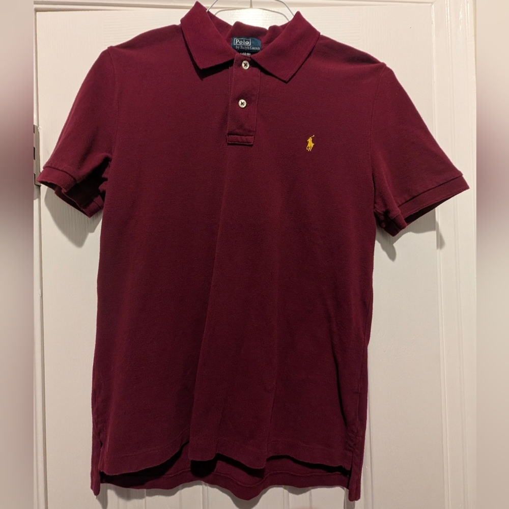 Polo by Ralph Lauren Maroon Classic Mesh Polo Shirt - Boys Large 14 - 16